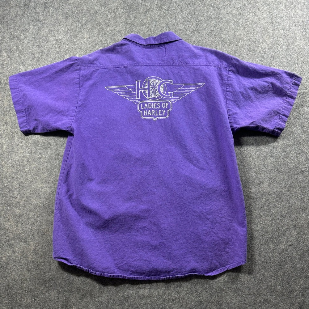 Harley-Davidson Button Up Shirt Women Small Purple Ladies of Harley Biker USA - Picture 2 of 9